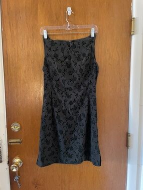 Vintage green flocked floral dress